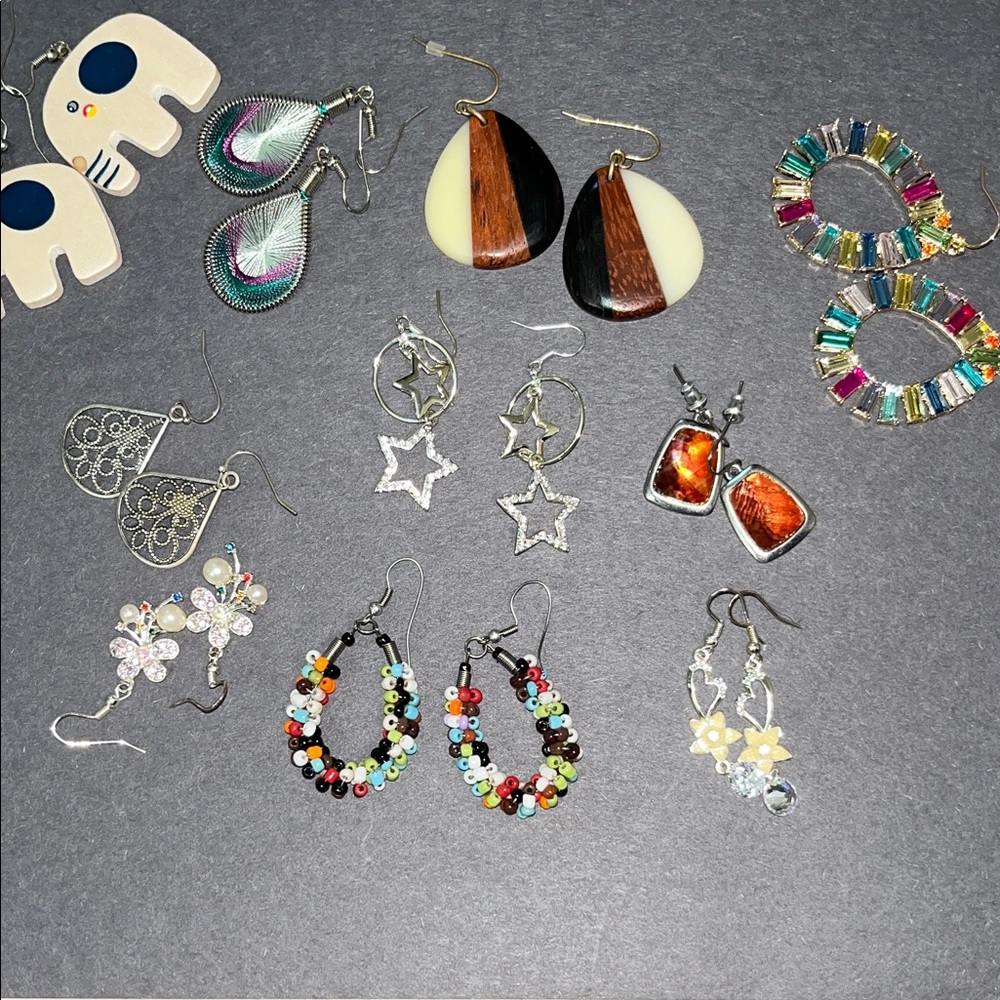 Multicolor Beaded Hoop Earrings All NWOT